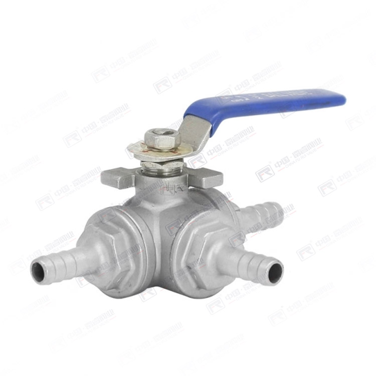 Manual three-way ball valve with connecting pipe