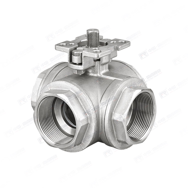 Internal thread three-way ball valve