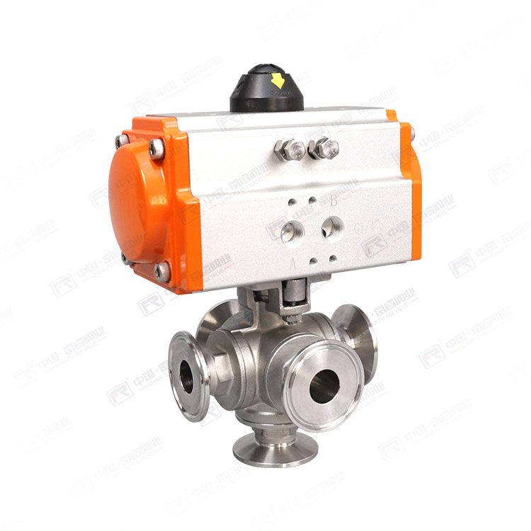 Pneumatic five way ball valve