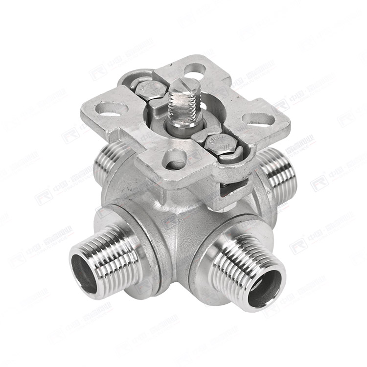 External thread four-way ball valve