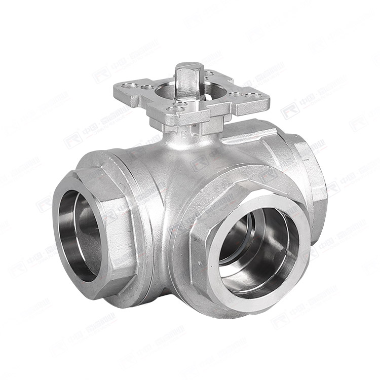 Socket welded three-way ball valve
